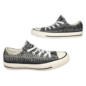 Converse All Star Shoes Womens 6 Black White Zebra Fuzzy Soft Low Top Sneakers